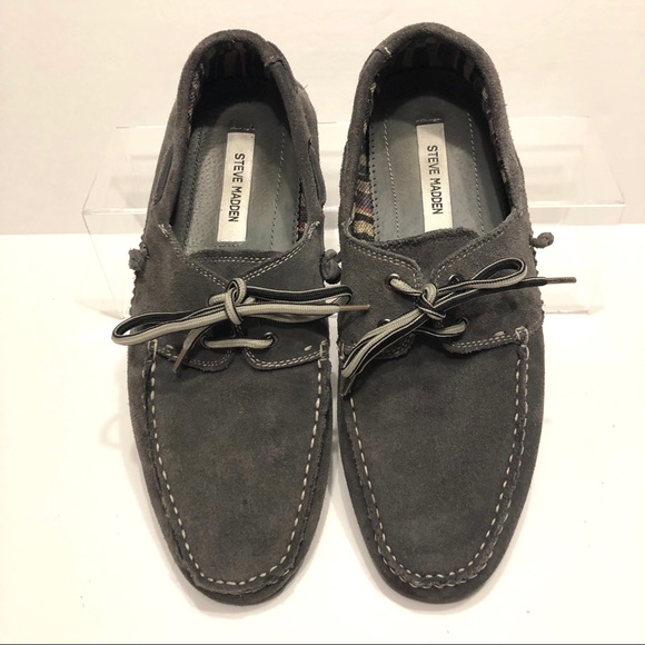 grey suede boat shoes